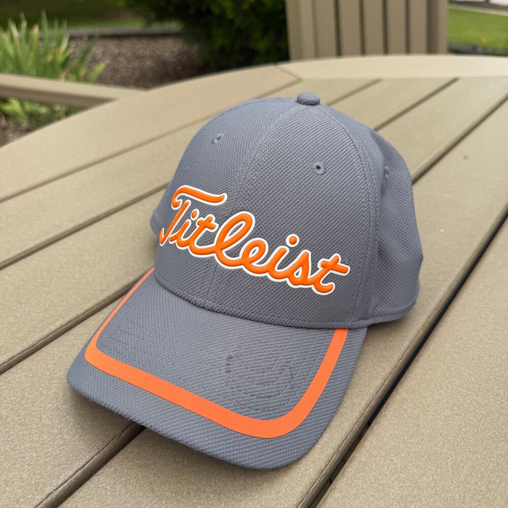 Titleist Gray Orange Fitted Golf Hat Cap Men’s L/XL Performance